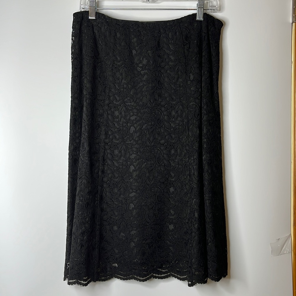Kate Hill Womens Black Lace Overlay Skirt SIZE 8P Petite